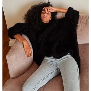 Free People Oasis Tunic Sweater Black Size MED *like new*